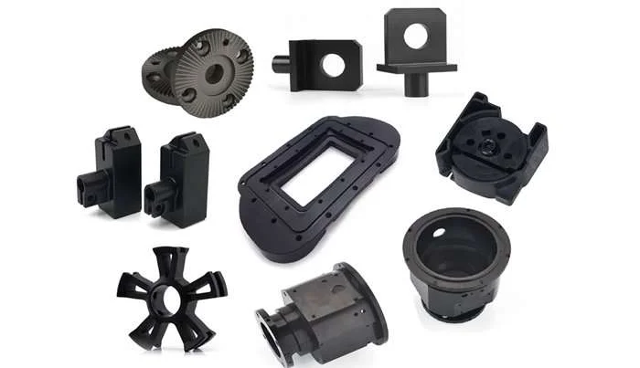 black machined plastic parts