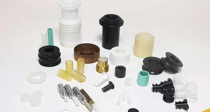 machined part with plastic material