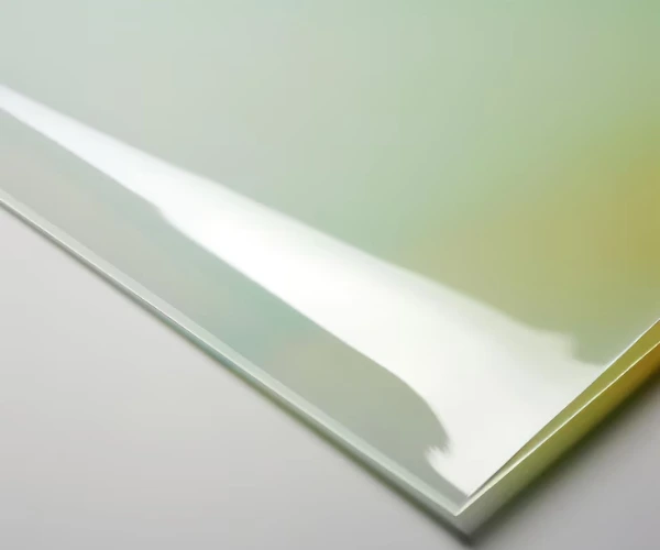 A close-up of a glossy, reflective surface, often achieved with overmolding techniques
